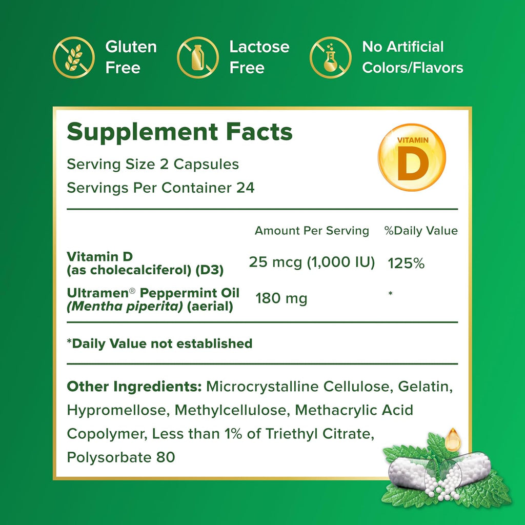 IBgard con Vitamina D, Cápsulas de Aceite de Menta, 48 Cápsulas