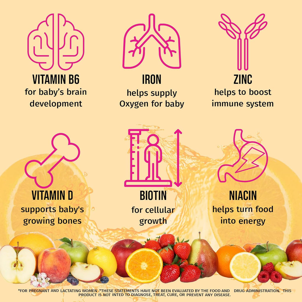 MonesAli Prenatal Gummies - Multivitamínico Prenatal y Postnatal Vegano con Folato, DHA, Hierro y Biotina - 90 Gominolas