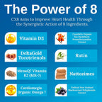 Xtendlife CX8 Suplemento para la Salud Cardiovascular con Vitamina K2 MK7, D3, Tocotrienoles y Espino Amarillo (30 días)