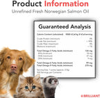 Brilliant Norwegian Salmon Oil for Dogs, Cats, Horse, Ferret - Pure Omega 3, 6 & 9 - 2x500 ml