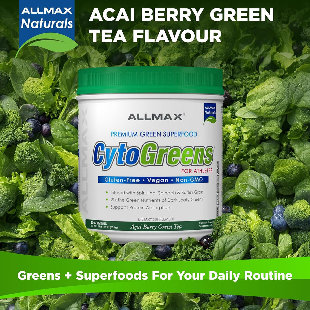 ALLMAX CytoGreens Super Greens Powder - Acai Berry Green Tea (60 porciones)