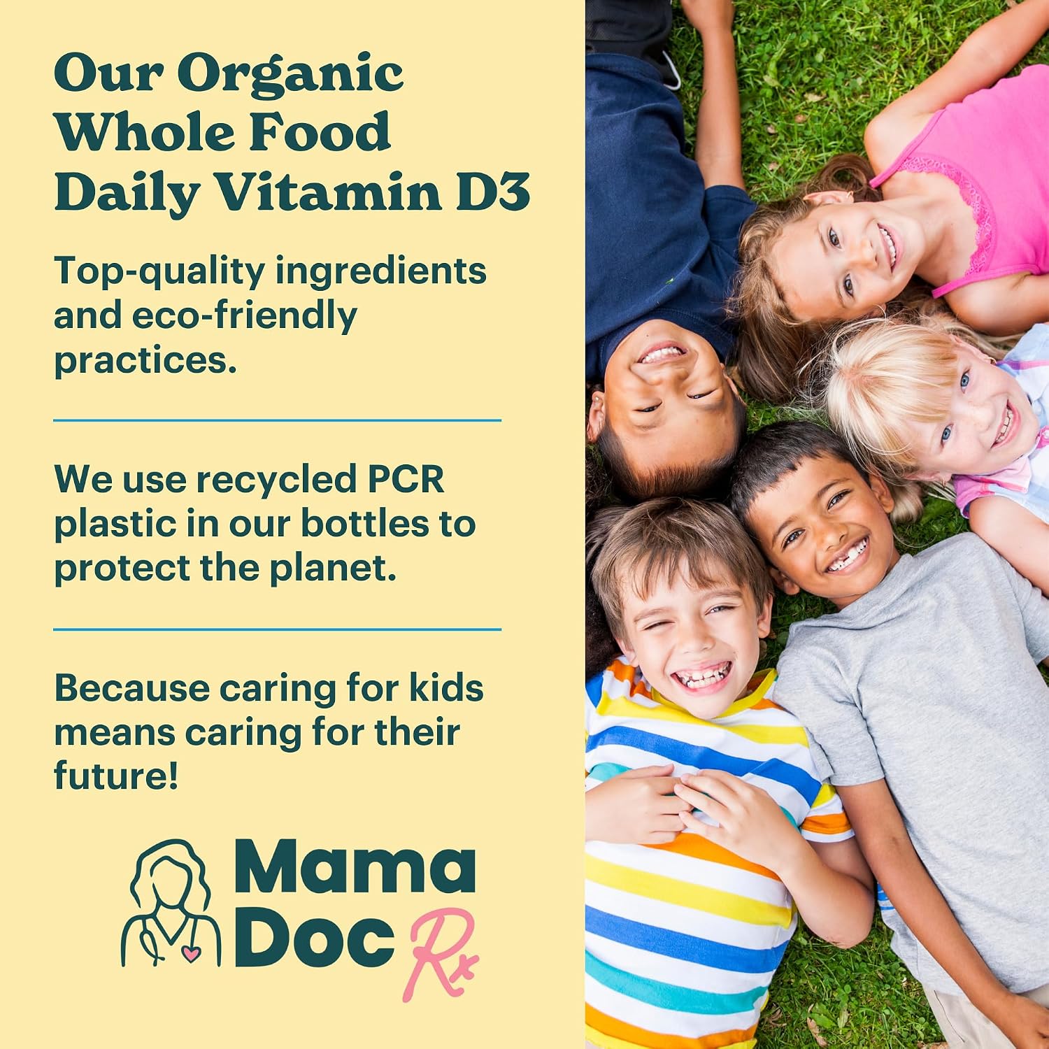 MamaDoc Rx Vitamina D3 Orgánica Masticable para Niños y Adolescentes | 800 UI | Sin Azúcar, Vegano, Sin Alérgenos | 2 Meses de Suministro | Edad 3+
