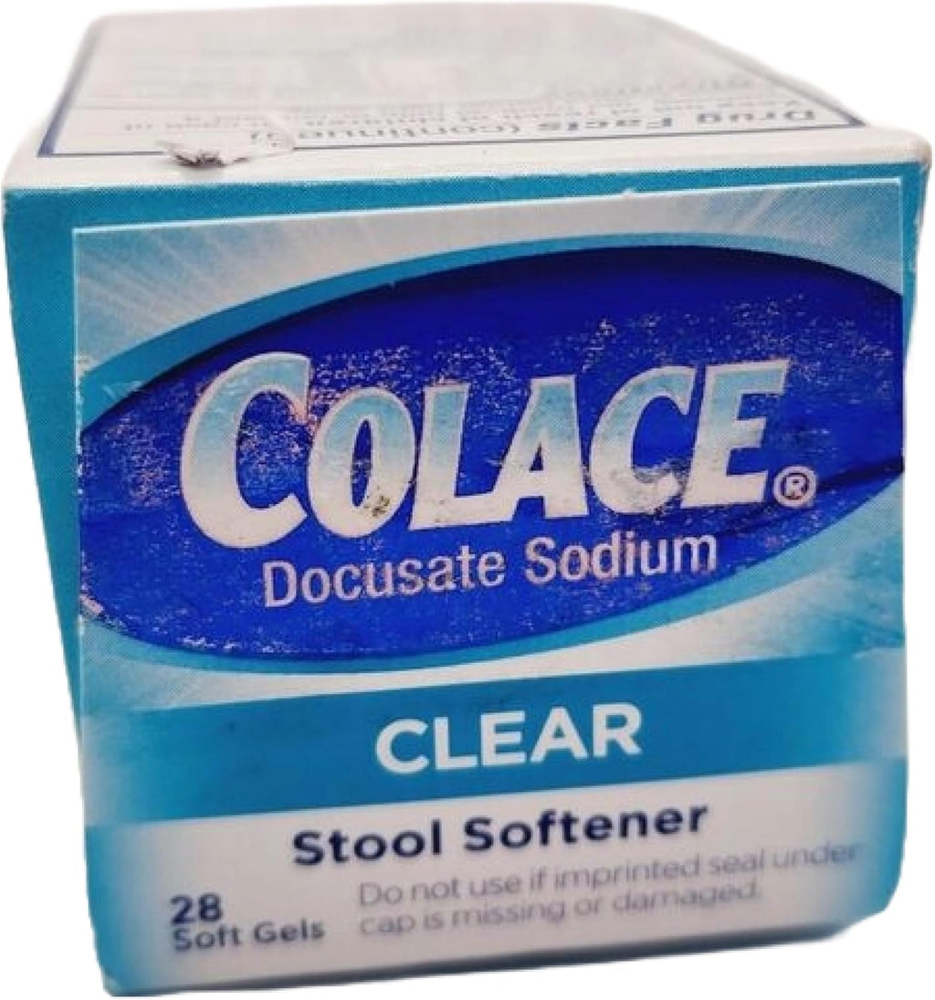 Colace Clear Docusate Sodium Stool Softener 50mg, 28 Capsules Per Box (Pack of 3)