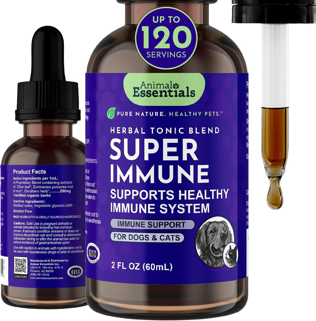 Super Immune – Apoyo Inmunitario para Perros y Gatos con Extracto de Hoja de Olivo y Equinácea – 60 ml