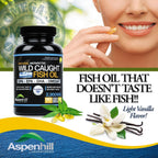 Triple Strength Fish Oil - Aceite de Pescado Omega 3 con DPA, EPA y DHA - 2900 mg - 90 Cápsulas Blandas - Sabor Vainilla