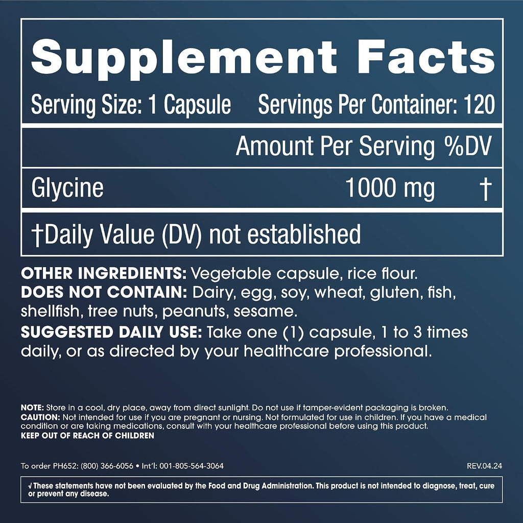 ProHealth Glicina Pura 1000 mg + N-Acetil Cisteína (NAC) Pura 600 mg Pack (120 Cápsulas cada uno)