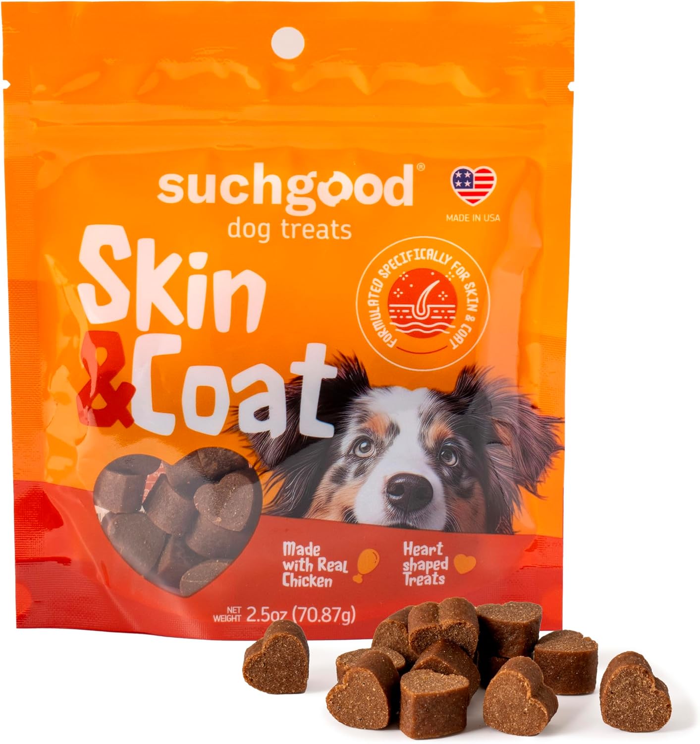 SuchGood Suplemento para la Piel y el Pelaje de Perros - Omega Chews con Aceite de Pescado - 175 Golosinas (Sabor Pollo)