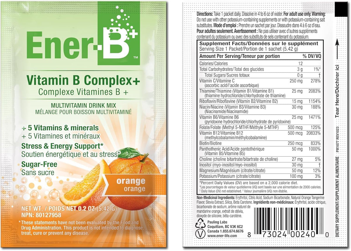 Ener-B+ Bebida Multivitamínica Sin Azúcar - Sabor Naranja - 30 Sobres – Image 5