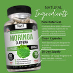 Kaya Naturals Extracto de Hoja de Moringa - Superalimento Verde - 60 Cápsulas Vegetales