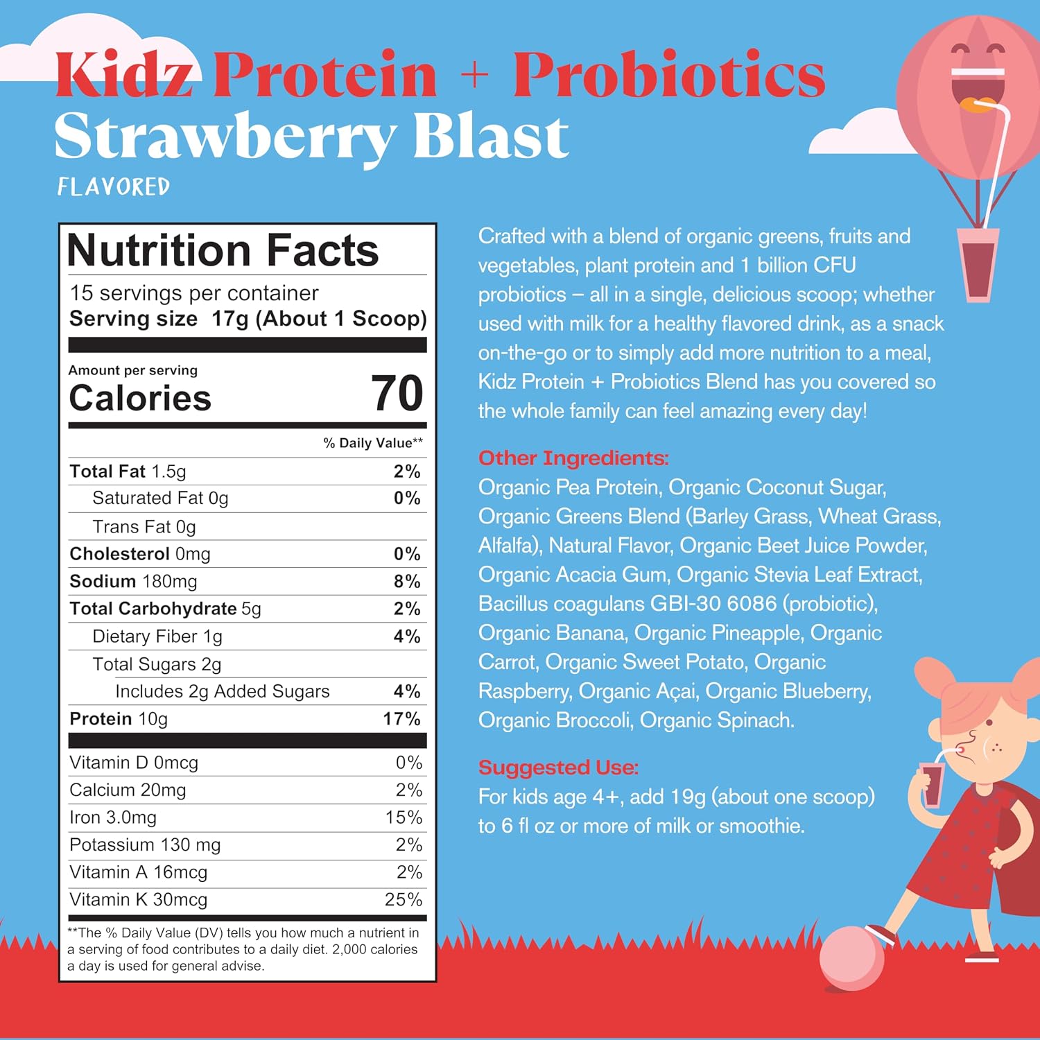 Amazing Grass Kidz Superfood Strawberry Blast - 15 porciones