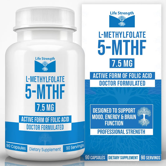 LifeStrength L-Metilfolato 7.5mg - 90 Cápsulas - Complemento de Folato Metilado Bioactivo