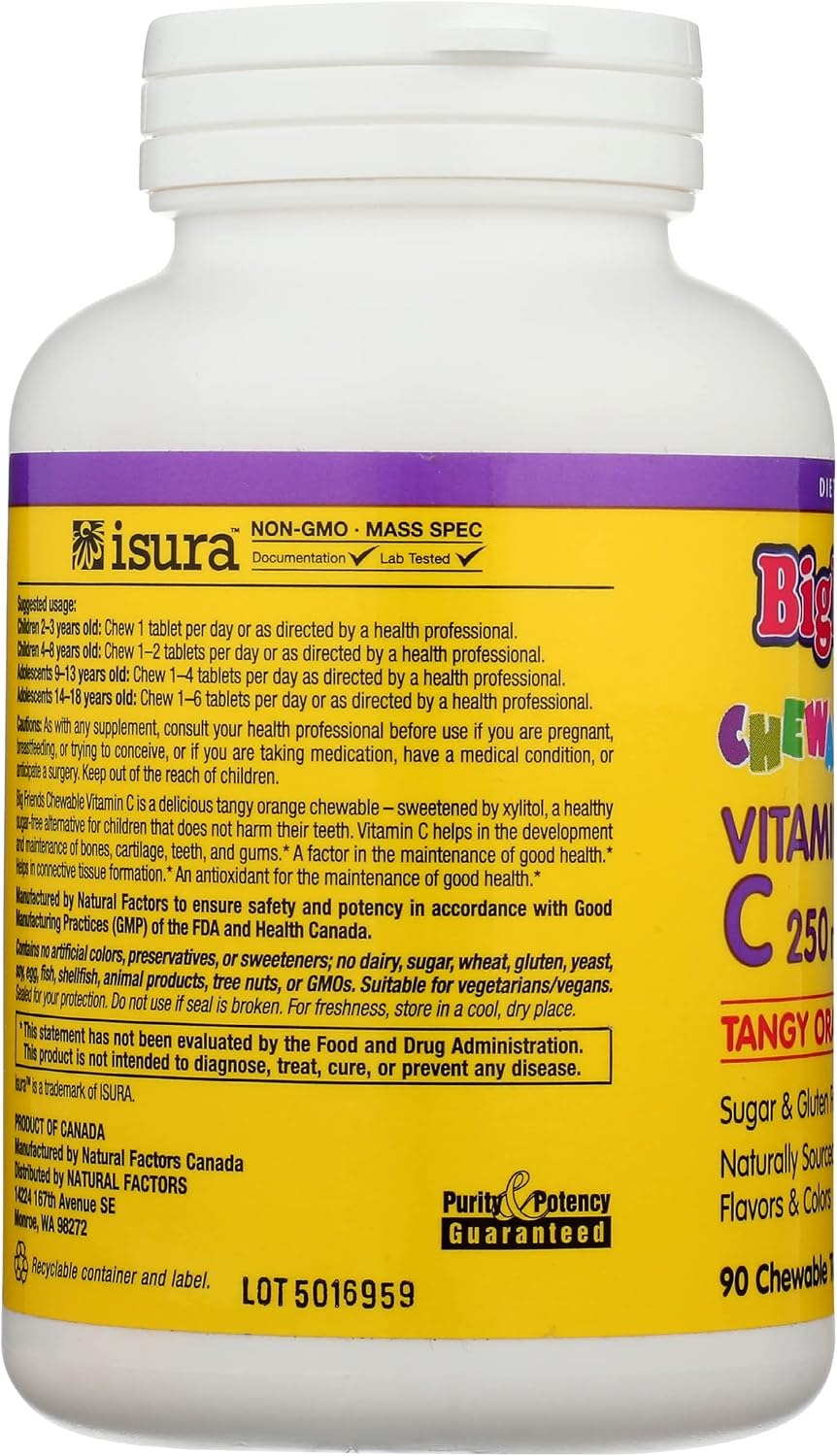 BigFriends Vitamina C Masticable 250 mg - Sabor Naranja - 90 Comprimidos