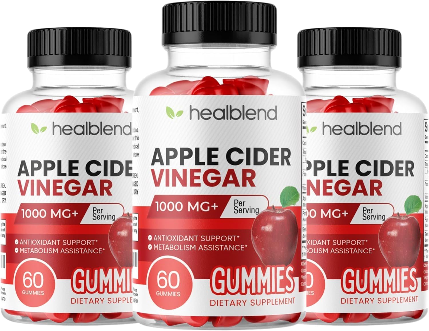 healblend Gomitas de Vinagre de Manzana con Vitamina B12, Remolacha y Granada - 120 Gomitas (2 Paquetes)
