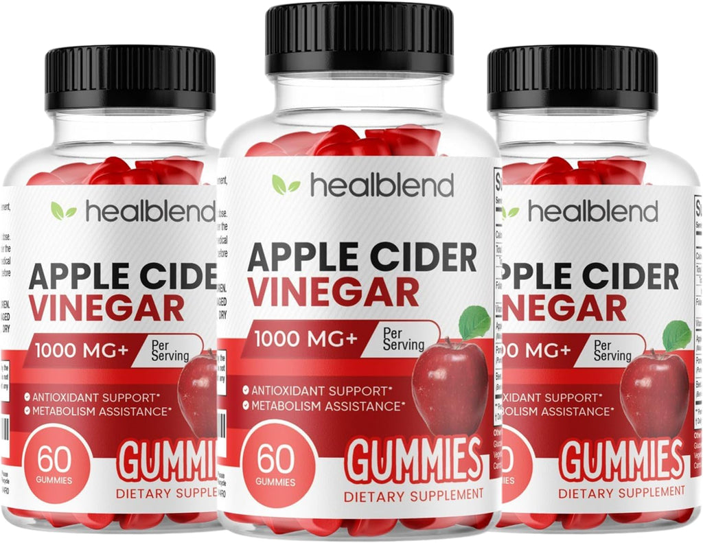 healblend Gomitas de Vinagre de Manzana 1000 mg con Vitamina B12 - 180 unidades (Pack de 3)