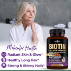 NEW AGE Biotina, Colágeno, Keratina, Ácido Hialurónico - 10.000 μg para Cabello, Uñas y Piel - 90 Cápsulas