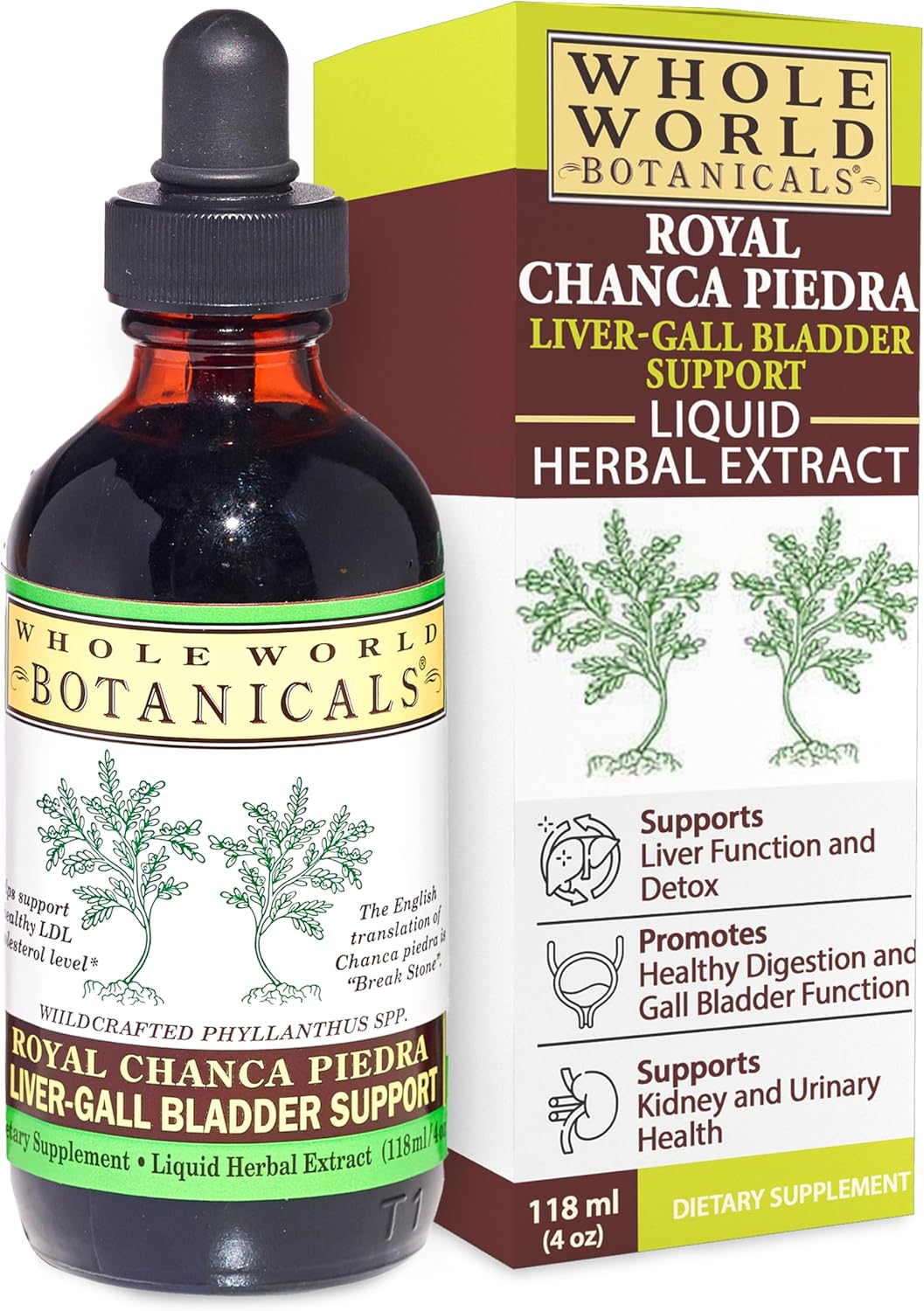 Whole World Botanicals Royal Chanca Piedra – Extracto Líquido 4 oz – Apoyo Hepático y Vesícula