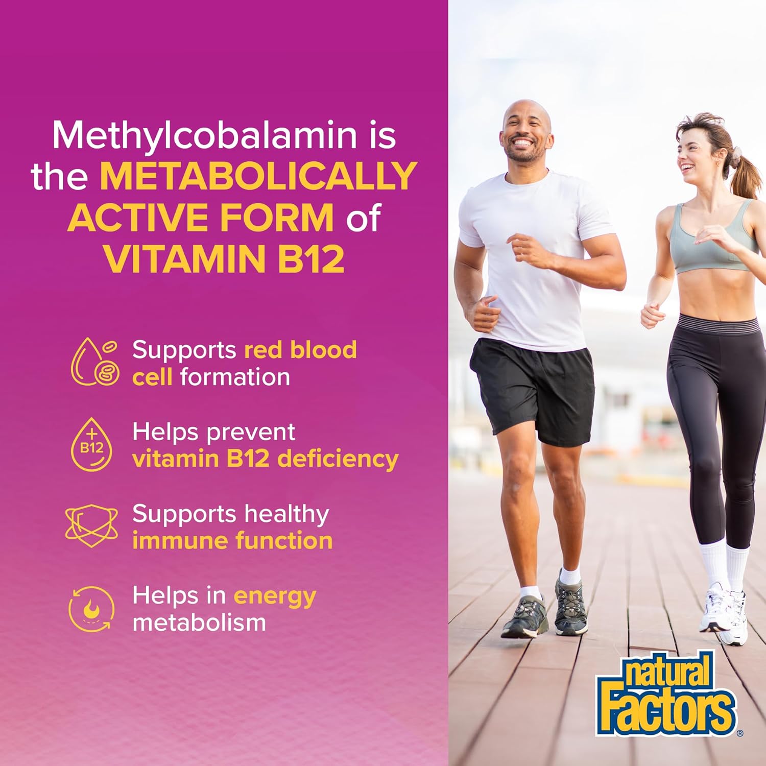 Natural Factors Methylcobalamin 10.000 mcg - Vitamina B12 metabólicamente activa - 30 comprimidos masticables
