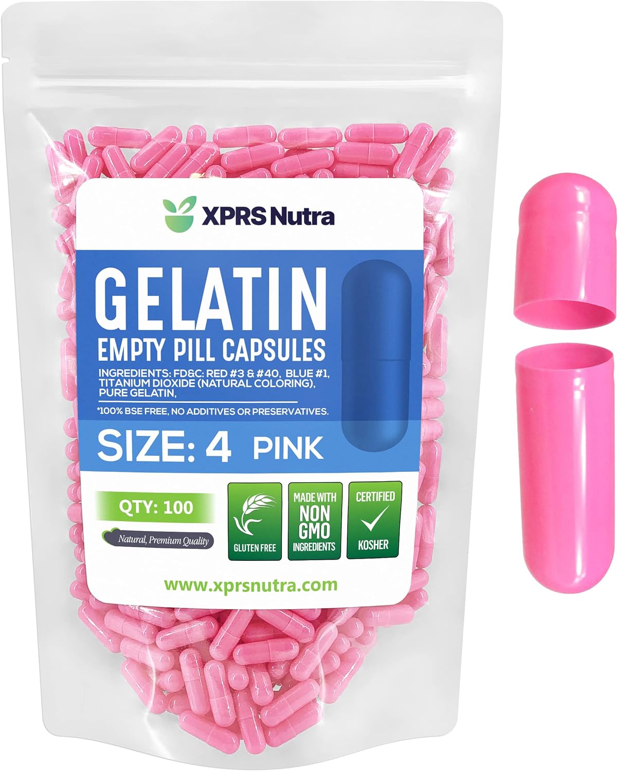 Cápsulas Vacías de Gelatina Tamaño 4 - 100 Unidades - XPRS Nutra