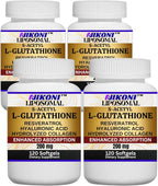 Nikoni Liposomal S-Acetil L-Glutation, Resveratrol, Ácido Hialurónico y Colágeno, 500 mg, 120 Cápsulas Blandas