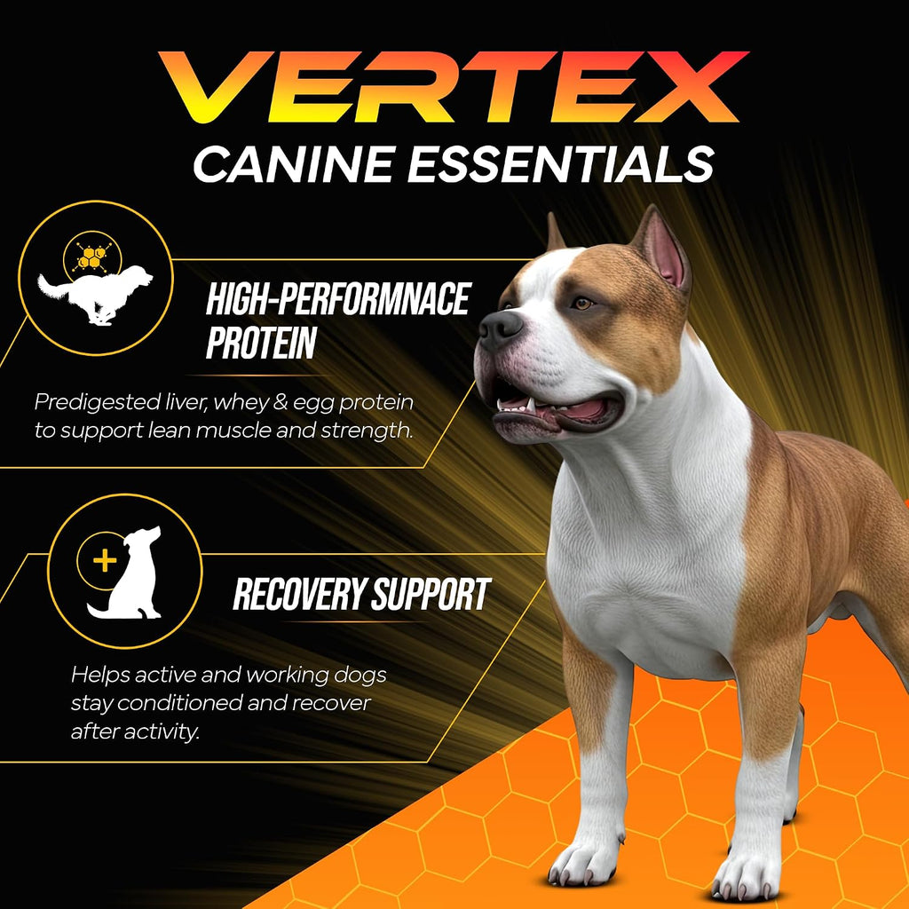 Vertex Canine Essentials – Suplemento de Alto Rendimiento para Perros – Proteína de Hígado, Suero y Huevo – 907 g