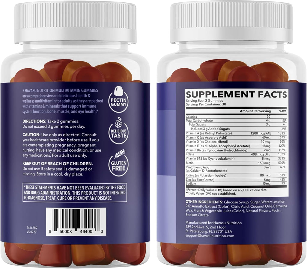 Gominolas Multivitamínicas para Adultos - Con Vitamina C, D y Zinc - 60 Gominolas - Sabor Bayas Mixtas