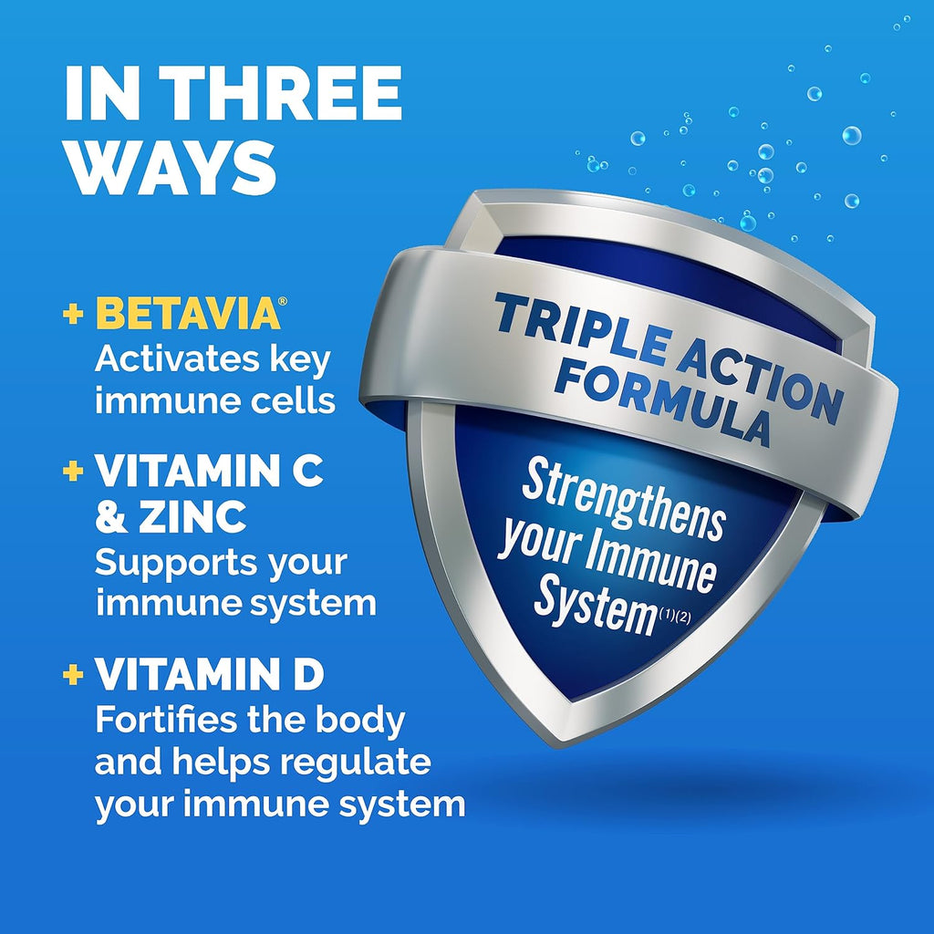 Emergen-C Immune+ Triple Action Gominolas de Apoyo Inmunitario, con BetaVia, 750 mg de Vitamina C, Vitaminas B, Vitamina D y Antioxidantes, Sabor Super Naranja - 45 Unidades