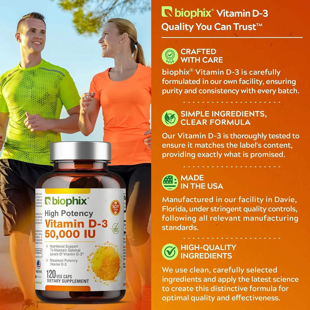 biophix Vitamina D3 10000 UI Alta Potencia - 120 Cápsulas Blandas - Non-GMO Sin Soja
