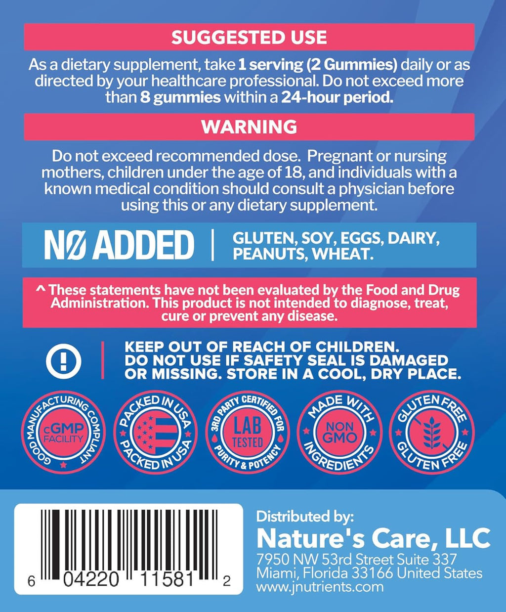 Just Nutrients Biotina 10.000 mcg Gominolas - 100 Unidades