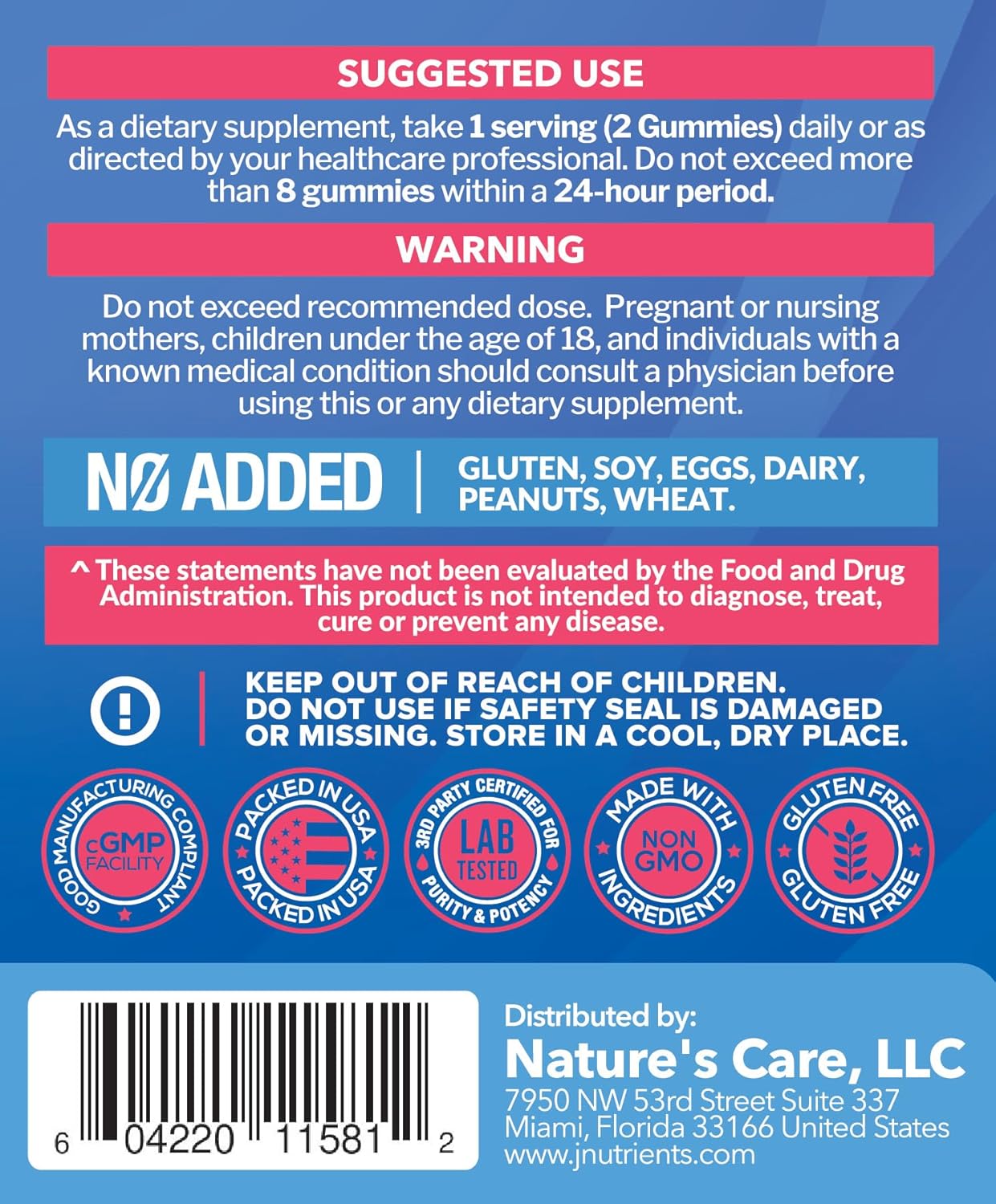 Just Nutrients Biotina 10.000 mcg Gominolas - 100 Unidades