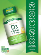 Nature's Truth Vitamina D3 5000 UI (125 mcg) - 300 Cápsulas Blandas