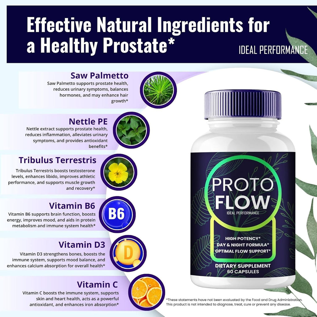 Proto Flow Cápsulas para la Próstata - Fórmula Avanzada Natural (2 Paquetes)