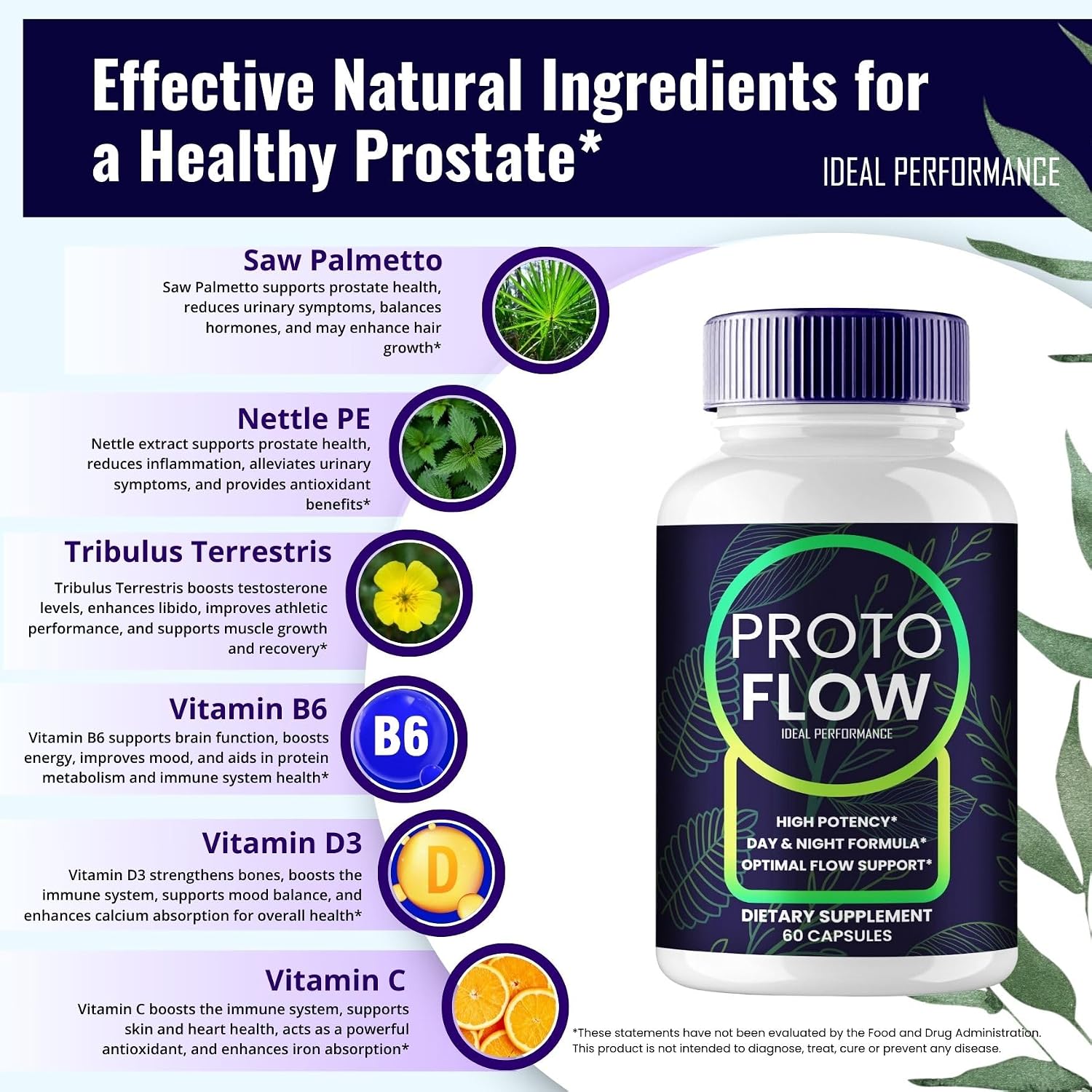 Proto Flow Cápsulas para la Próstata - Fórmula Avanzada Natural (2 Paquetes)