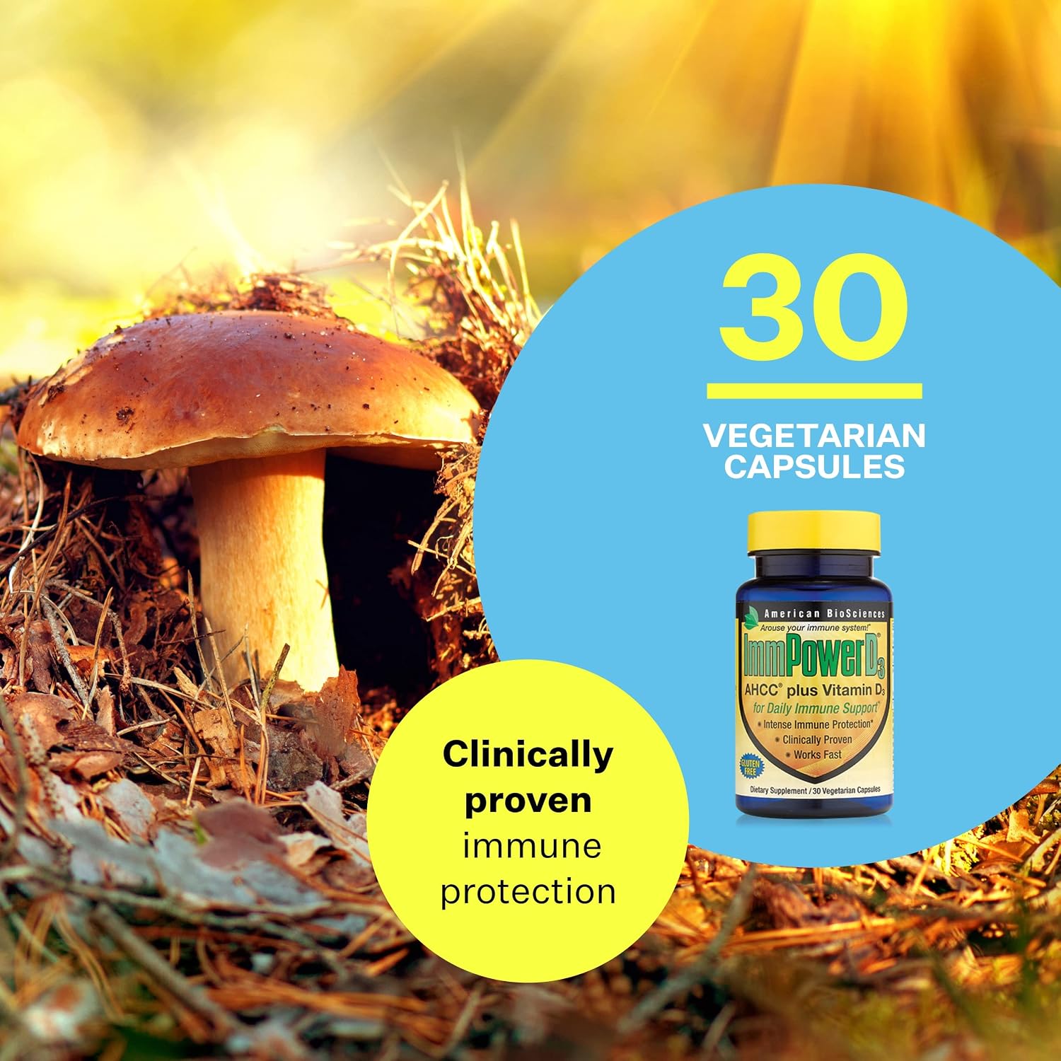 American BioSciences ImmpowerD3 AHCC + Vitamina D3, 30 Cápsulas
