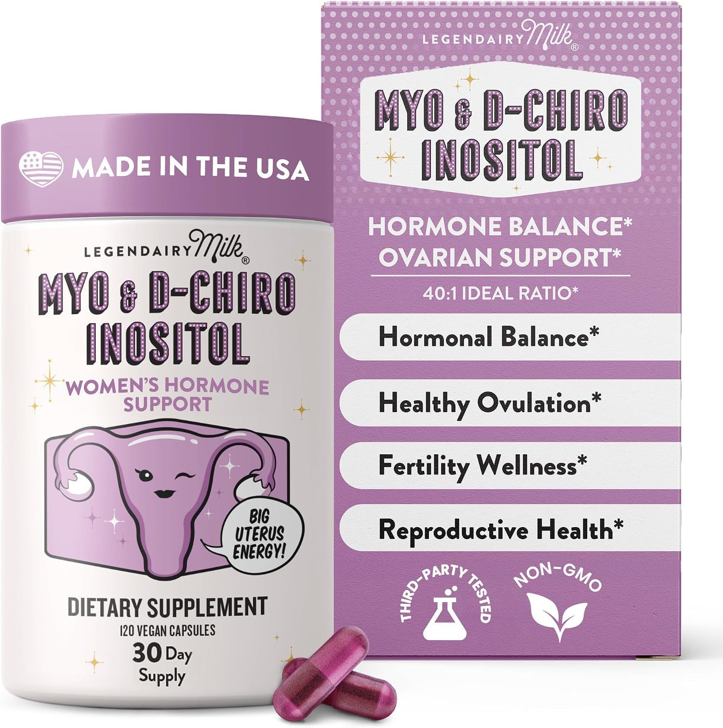 Legendairy Milk Myo-Inositol & D-Chiro Inositol 40:1 Ratio – 120 Cápsulas Veganas
