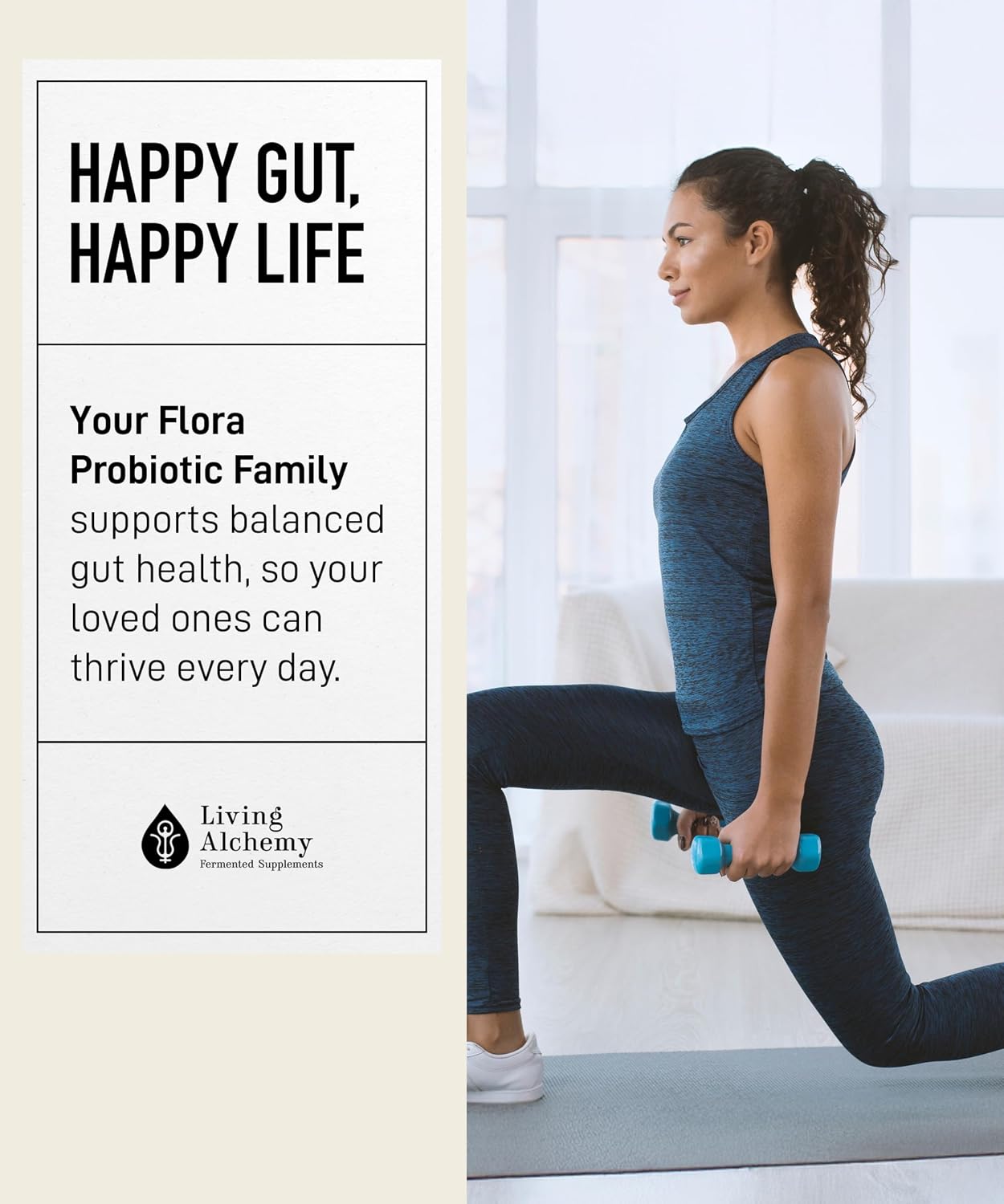 Your Flora Probiotic Family – Probióticos No-GMO con Soja Fermentada, Plátano y Arándano – 60 Cápsulas – Living Alchemy