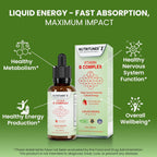 Complejo B Líquido de Alta Potencia – Gotas Completas de Vitaminas B – Sabor Fresa, Sin Azúcar, No GMO – 60 Porciones (60 ml)
