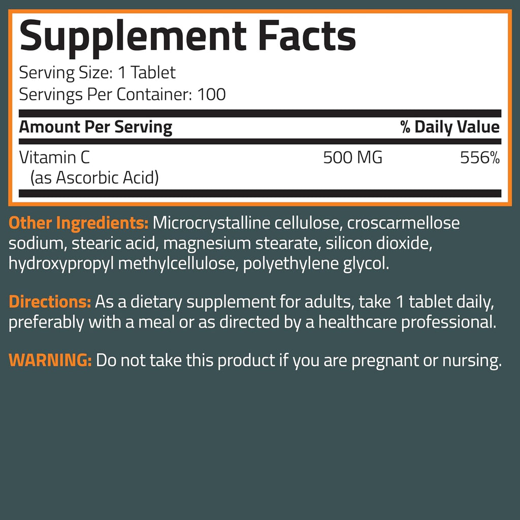 Bronson Vitamina C 500 mg - 250 Comprimidos Vegetarianos
