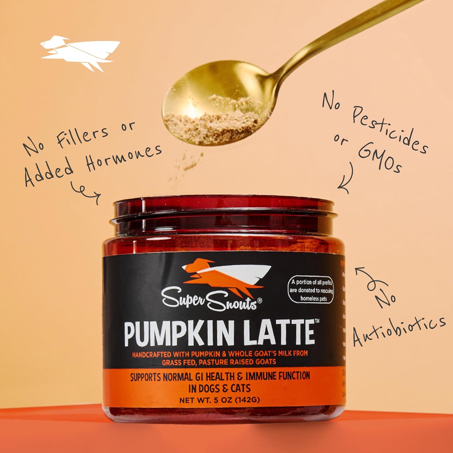 Super Snouts Pumpkin Latte - Suplemento Digestivo para Perros y Gatos, 142g