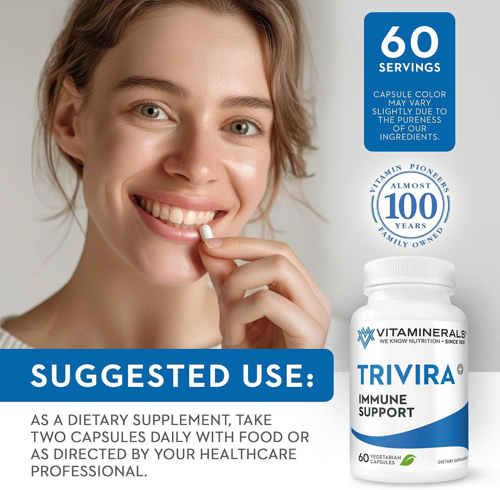 Vitaminerals TRIVIRA - Vitamina C, D3, Zinc, Hierbas y Prebióticos - 60 Cápsulas Vegetales