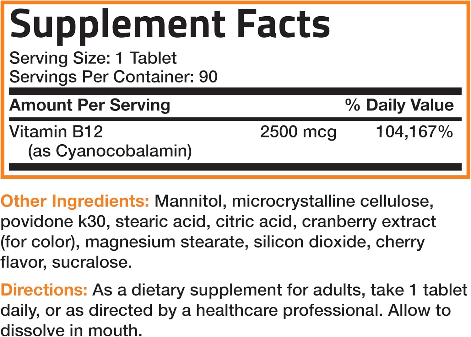 Bronson Vitamina B12 2500mcg, 90 Comprimidos Masticables Sabor Cereza - Sublingual de Rápida Absorción