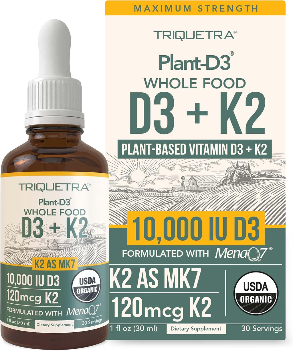 Vitamina D3 K2 Orgánica 10000 UI + 120 mcg MK-7 - Gotas Sublinguales - Triquetra Health