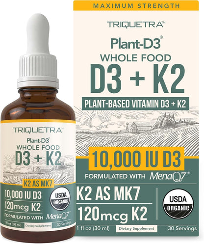 Vitamina D3 K2 Orgánica 10000 UI + 120 mcg – Vitamina D: Contribuye a la absorción y utilización normal del calcio – Image 1