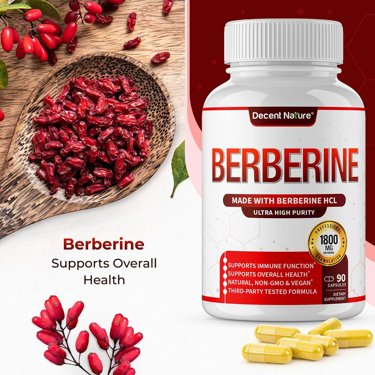 Berberine Supplement 1800mg - Premium Berberine HCl 97% High Purity, Supports Immune System, High Potency Hydrochloride & – Image 7