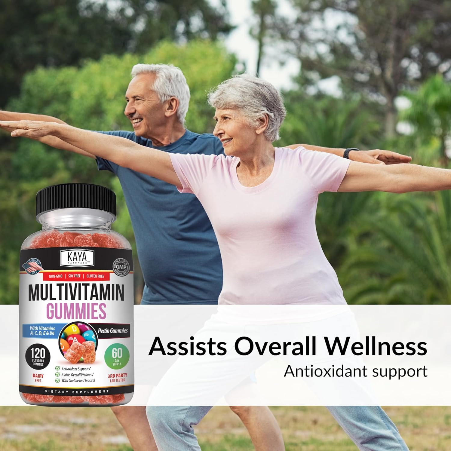 Kaya Naturals Multivitamínico en Gominolas para Adultos, 120 gominolas, Sabor Fresa