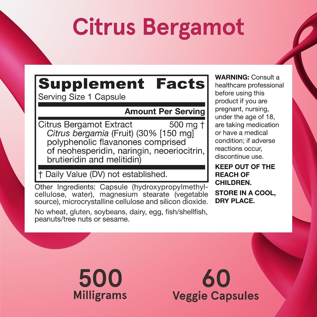 Jarrow Formulas Bergamota Cítrica 500 mg - 60 Cápsulas Vegetales