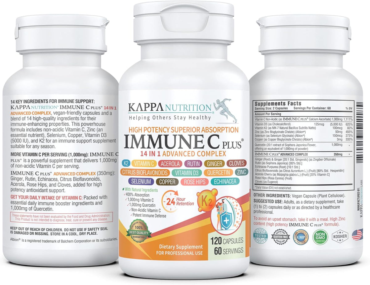 Immune C Plus 14 en 1 – Quercetina 1000mg, – Vitamina C (1000 mg): Nutriente esencial para la inmunidad y la – Image 2