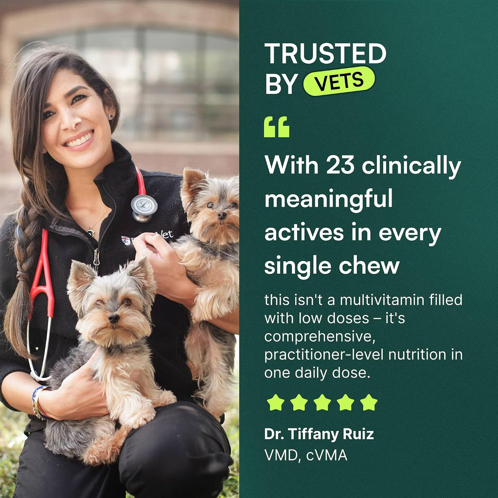 Wuffes 23-in-1 Multivitamínico para Perros en Golosinas Masticables – Apoyo para Piel y Pelaje, Inmunidad y Salud Digestiva – con Omega-3, Hierro y Zinc – 60 unidades