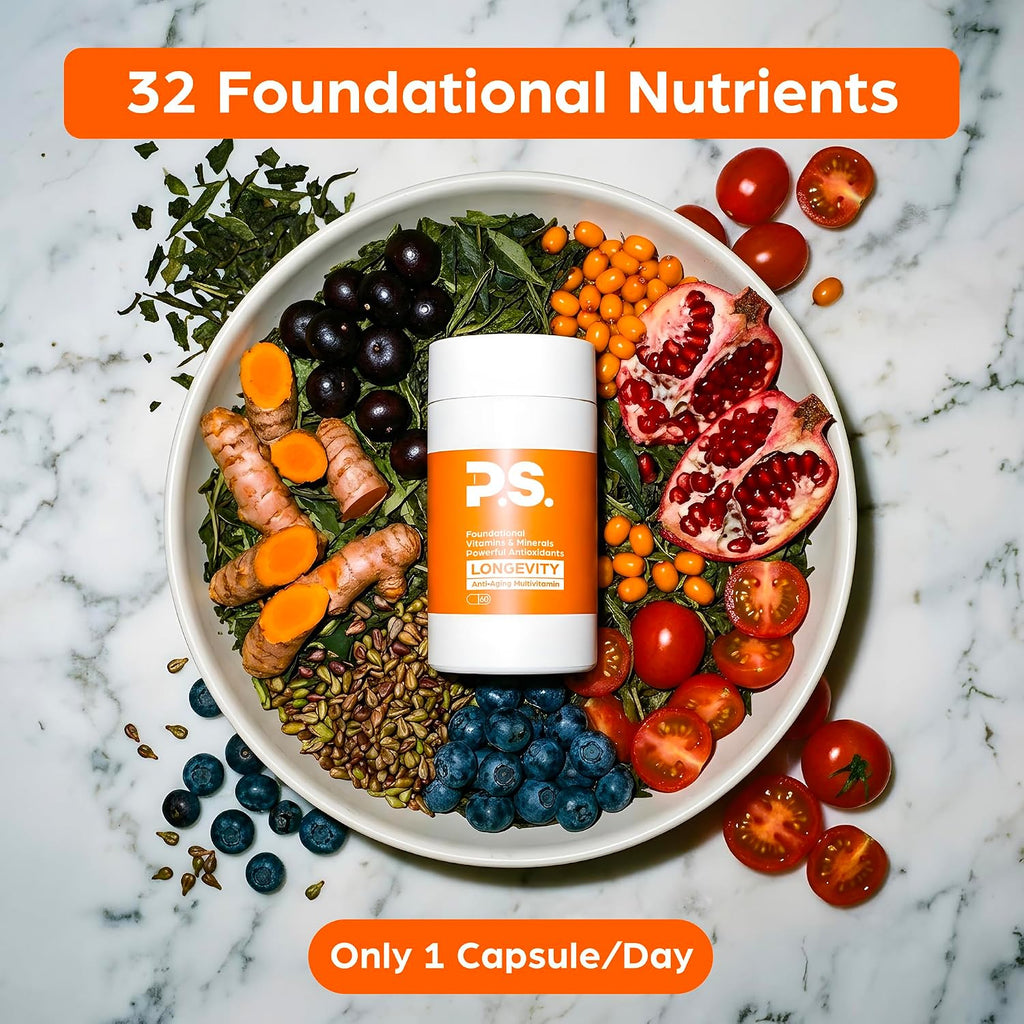 PS Longevity Supplements - Multivitamínico metilado con vitaminas B, Nicotinamida Ribósido, CoQ10, Resveratrol, ALA