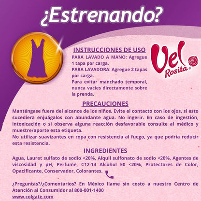 Detergente Liquido para Ropa Vel Rosita – Cuidado de tejidos delicados: sin blanqueadores ópticos ni enzimas – Image 4