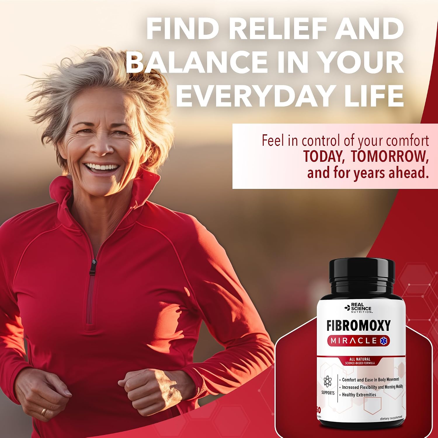 Real Science Fibromoxy Miracle – Suplemento Natural para el Alivio de la Fibromialgia con Vitaminas B6, B12, C, D, K y Óxido Nítrico, 60 Cápsulas